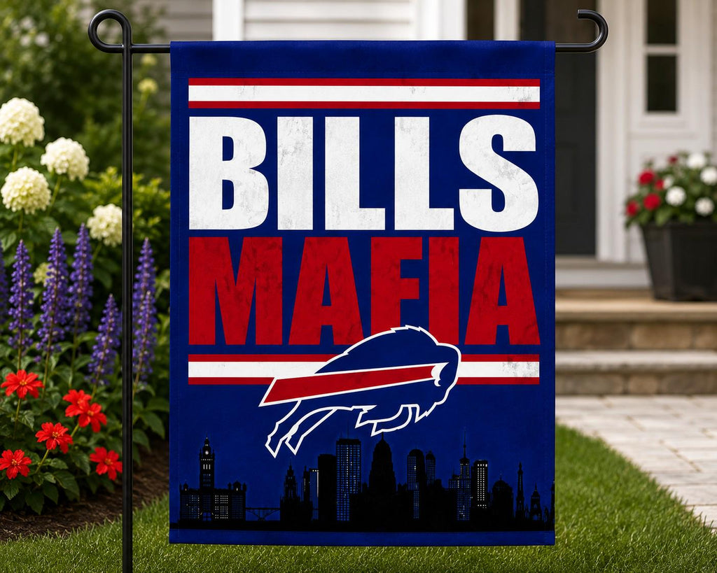 Buffalo Bills Mafia Flag, Buffalo Skyline Flag, Bills Fan Gift, Buffalo Sports Flag, Mancave Decor, Wall Banner, Tailgate Flag
