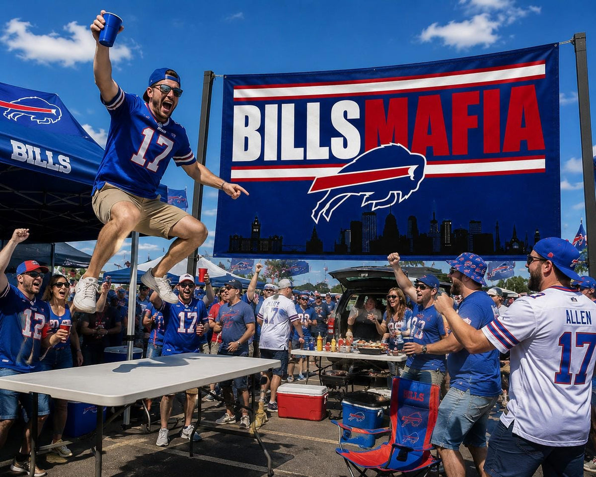 Buffalo Bills Mafia Flag, Buffalo Skyline Flag, Bills Fan Gift, Buffalo Sports Flag, Mancave Decor, Wall Banner, Tailgate Flag