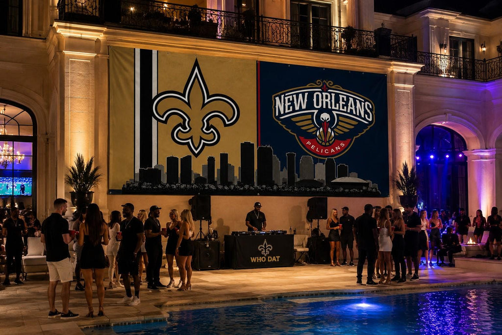 New Orleans Saints Pelicans Flag, New Orleans Sports Banner, Saints Wall Decor, Fan Cave Flag, Game Room Decor, Skyline Flag