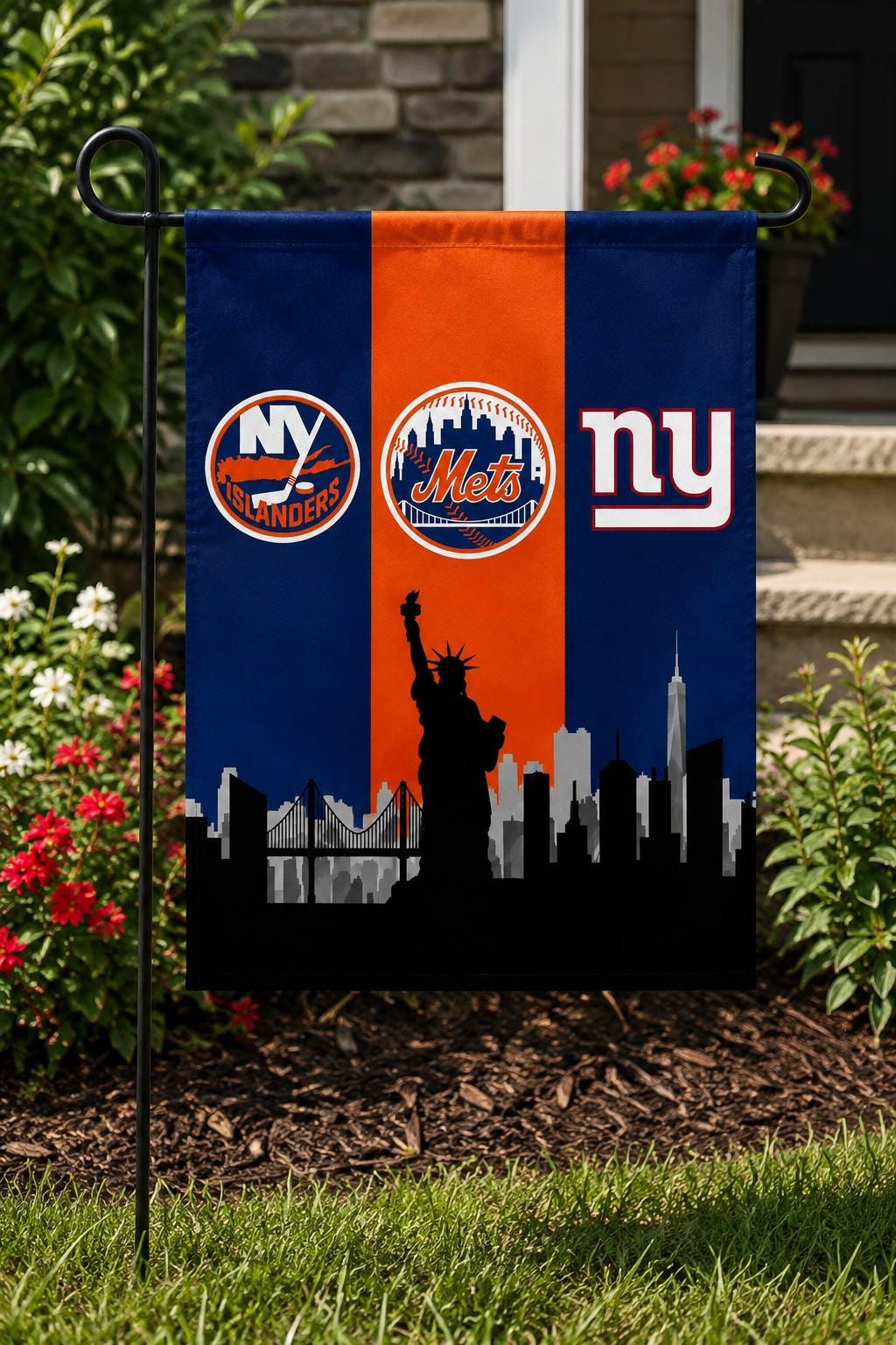 New York Sports Flag, Giants Mets Islanders Flag, NYC Skyline Flag, New York Fan Cave Decor, NY Wall Banner, Tailgate Gift