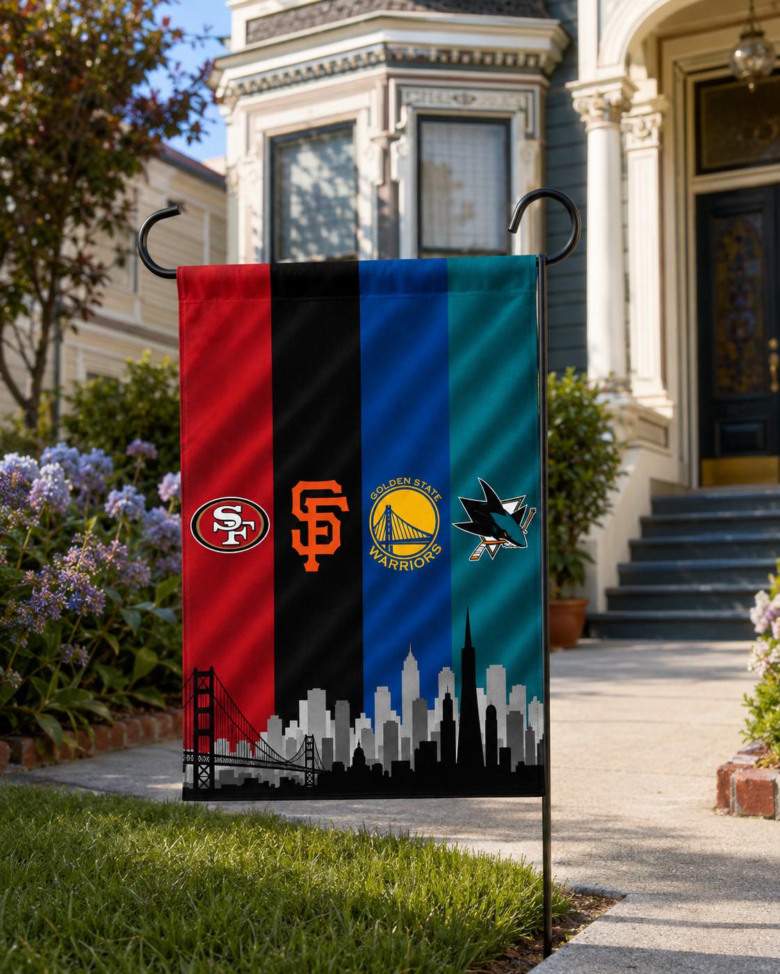 San Francisco Sports Flag – 49ers Giants Warriors Sharks Banner | Multi Size Wall Flag | Bay Area Decor