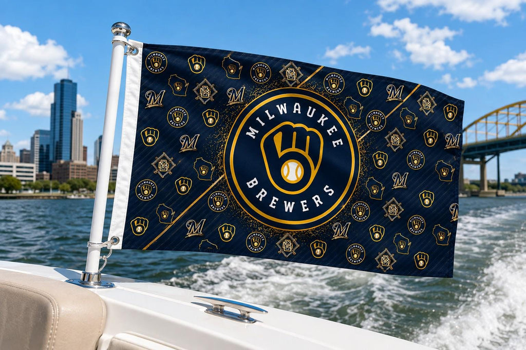 Milwaukee Brewers Flag, Brew Crew Baseball Flag, Milwaukee Mancave Decor, Wisconsin Sports Flag, Garage Wall Banner, Baseball Gift