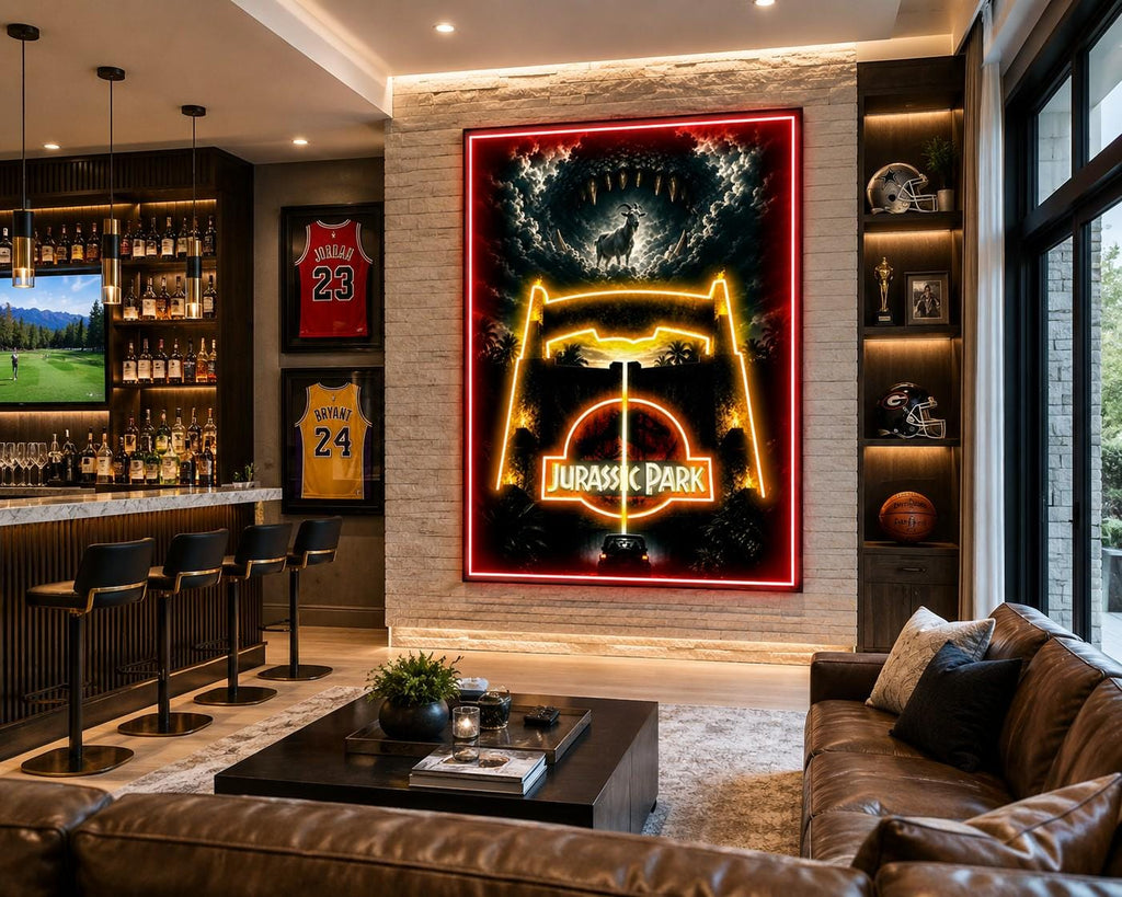 Jurassic Park LED Wall Sign | Dinosaur Home Theater Decor