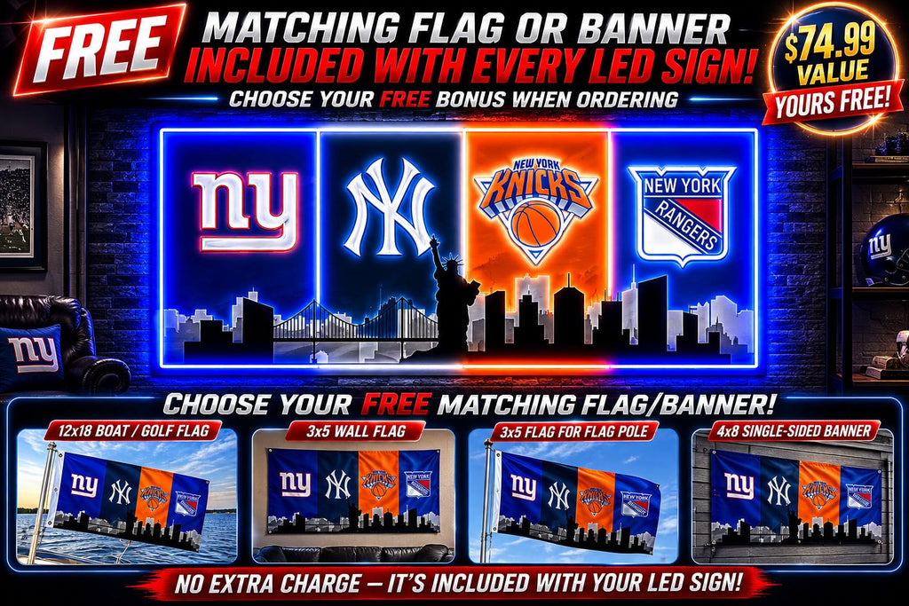 New York Sports LED Wall Sign | NYC Fan Cave Light