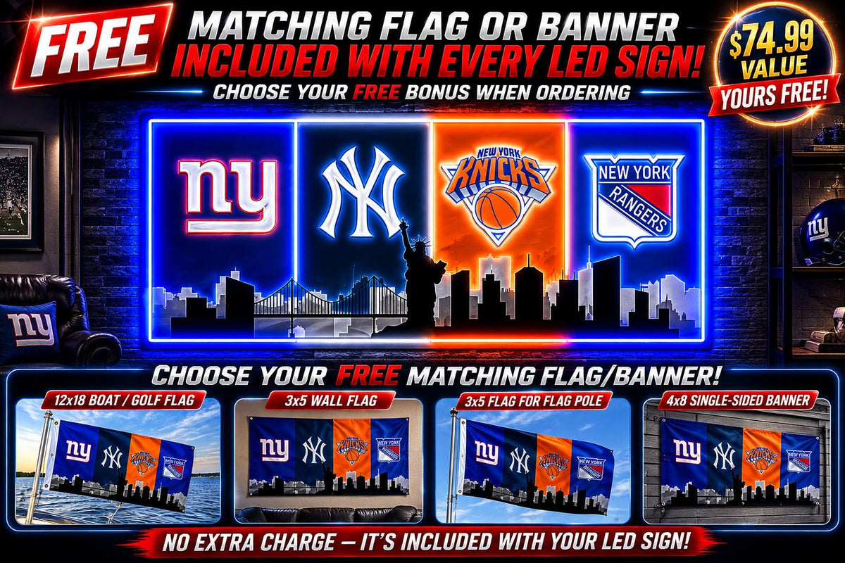 New York Sports LED Wall Sign | NYC Fan Cave Light
