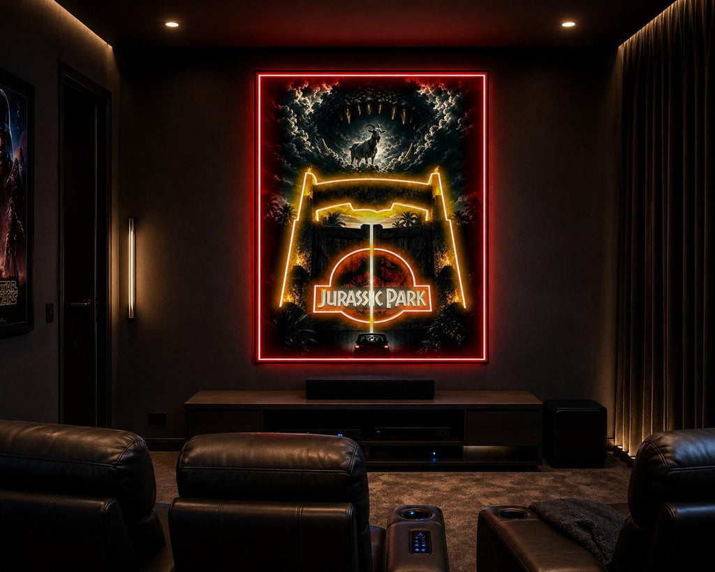Jurassic Park LED Wall Sign | Dinosaur Home Theater Decor