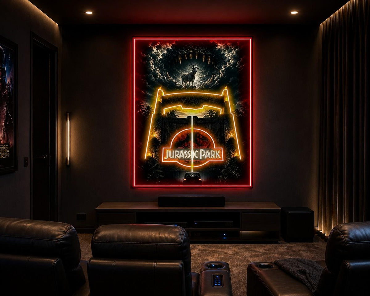 Jurassic Park LED Wall Sign | Dinosaur Home Theater Decor