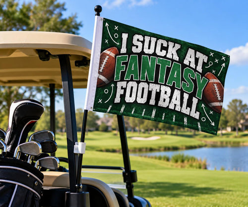 I Suck at Fantasy Football Flag, Fantasy Football Loser Punishment Banner, Funny Draft League Gift, Last Place Trophy, Mancave Decor