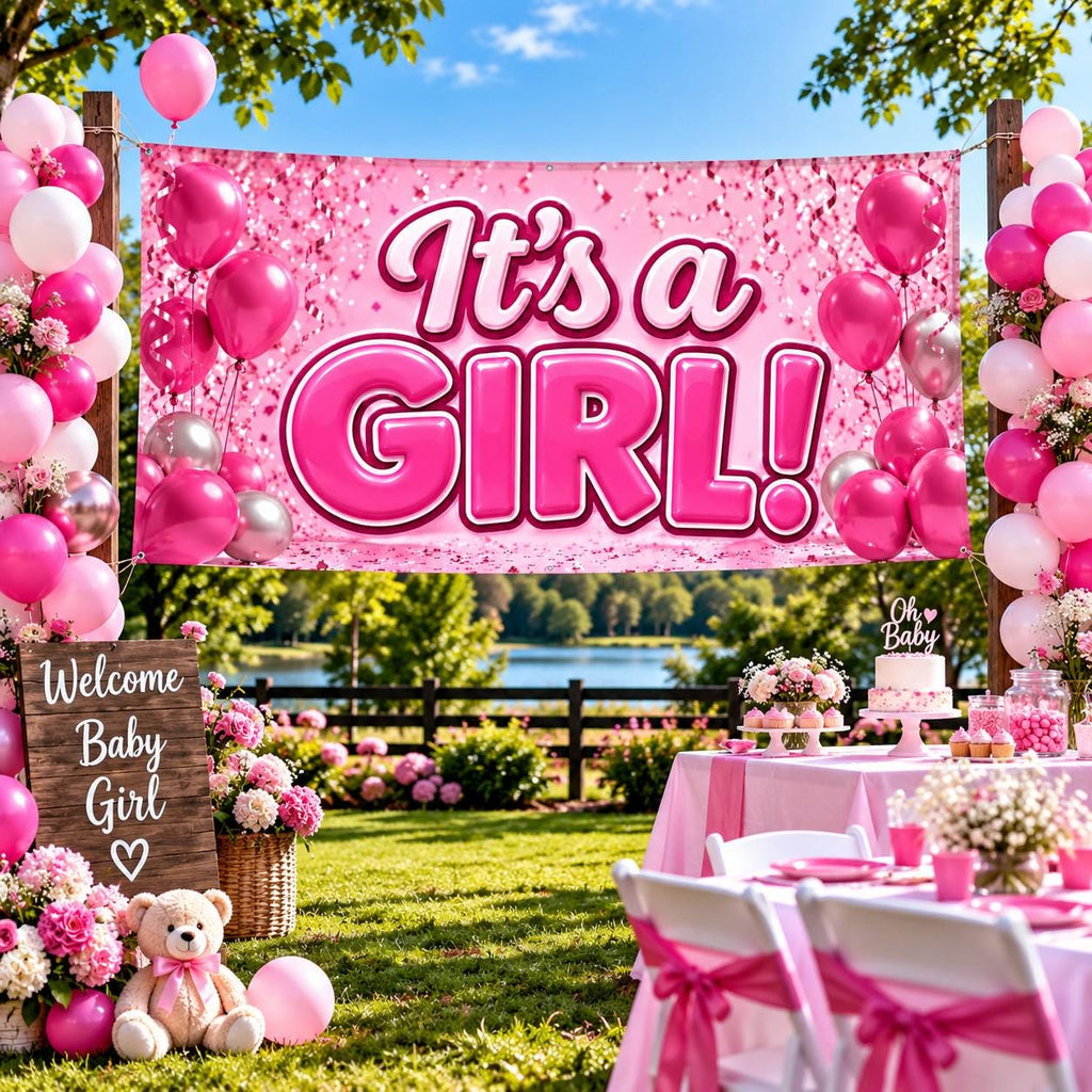 It's a Girl Flag or Banner | Baby Shower & Gender Reveal