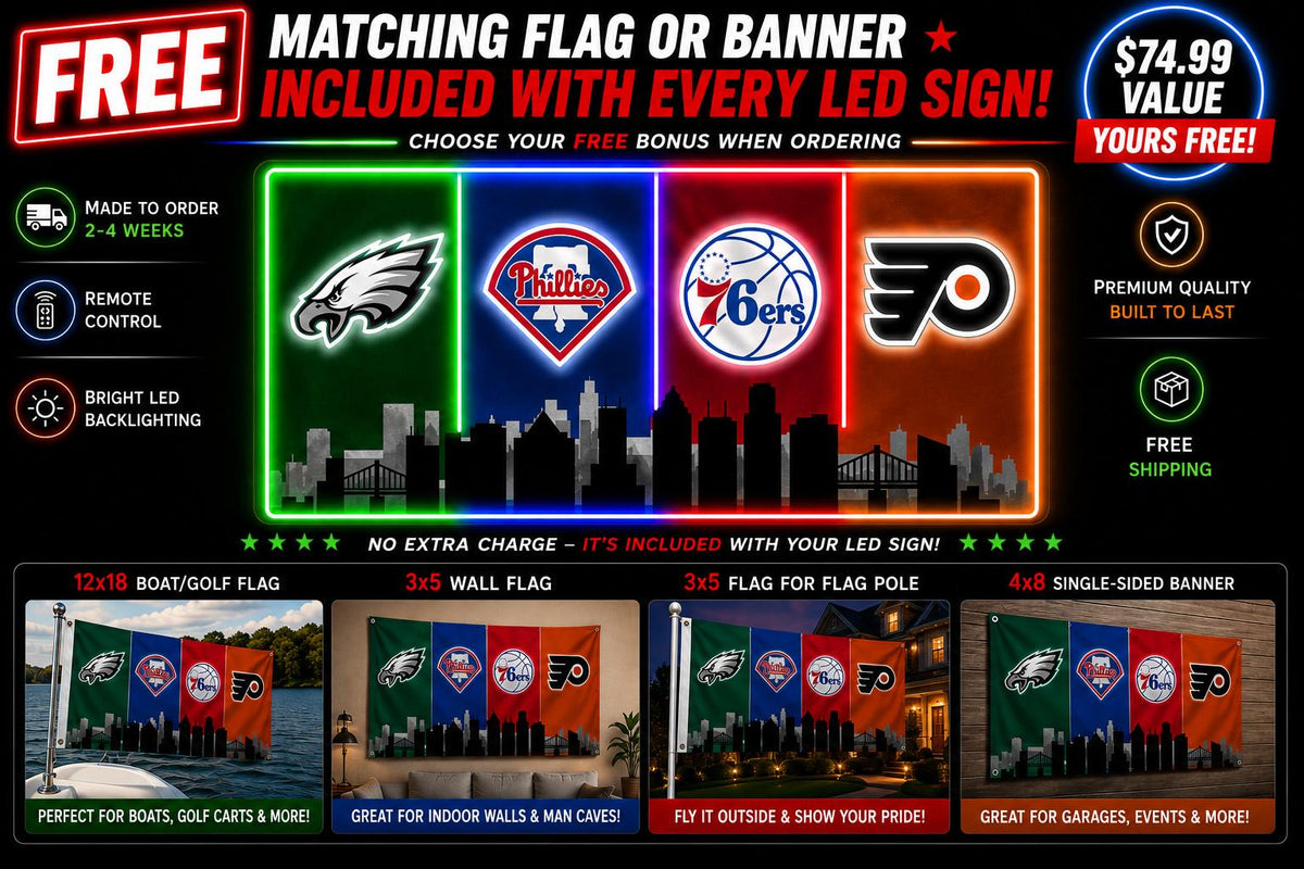 Philadelphia Sports LED Wall Sign | Philly Fan Cave Light