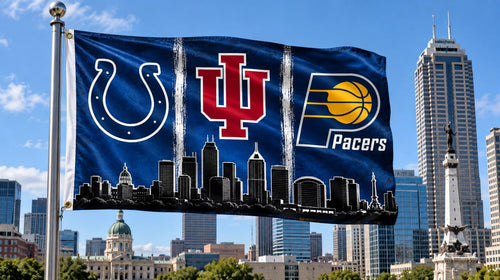 Indianapolis/ Indiana Sports Fans Skyline Flag | Indianapolis Sports Flag | Colts Pacers Banner | Indiana Mancave Decor | Indy Wall Flag