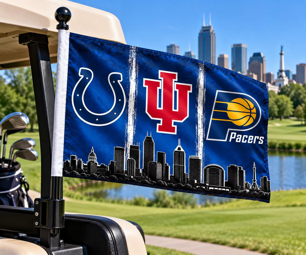 Indianapolis/ Indiana Sports Fans Skyline Flag | Indianapolis Sports Flag | Colts Pacers Banner | Indiana Mancave Decor | Indy Wall Flag