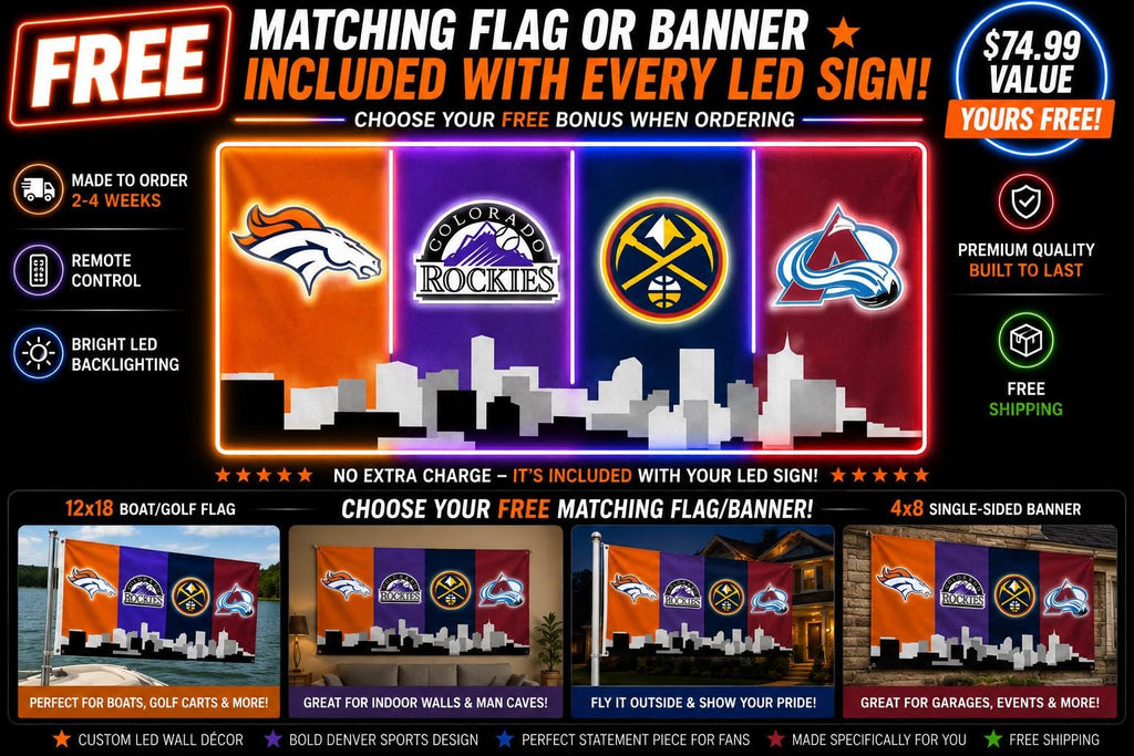 Denver Sports LED Wall Sign | Broncos, Rockies, Nuggets & Avalanche