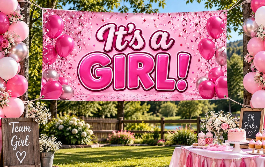 It's a Girl Flag or Banner | Baby Shower & Gender Reveal