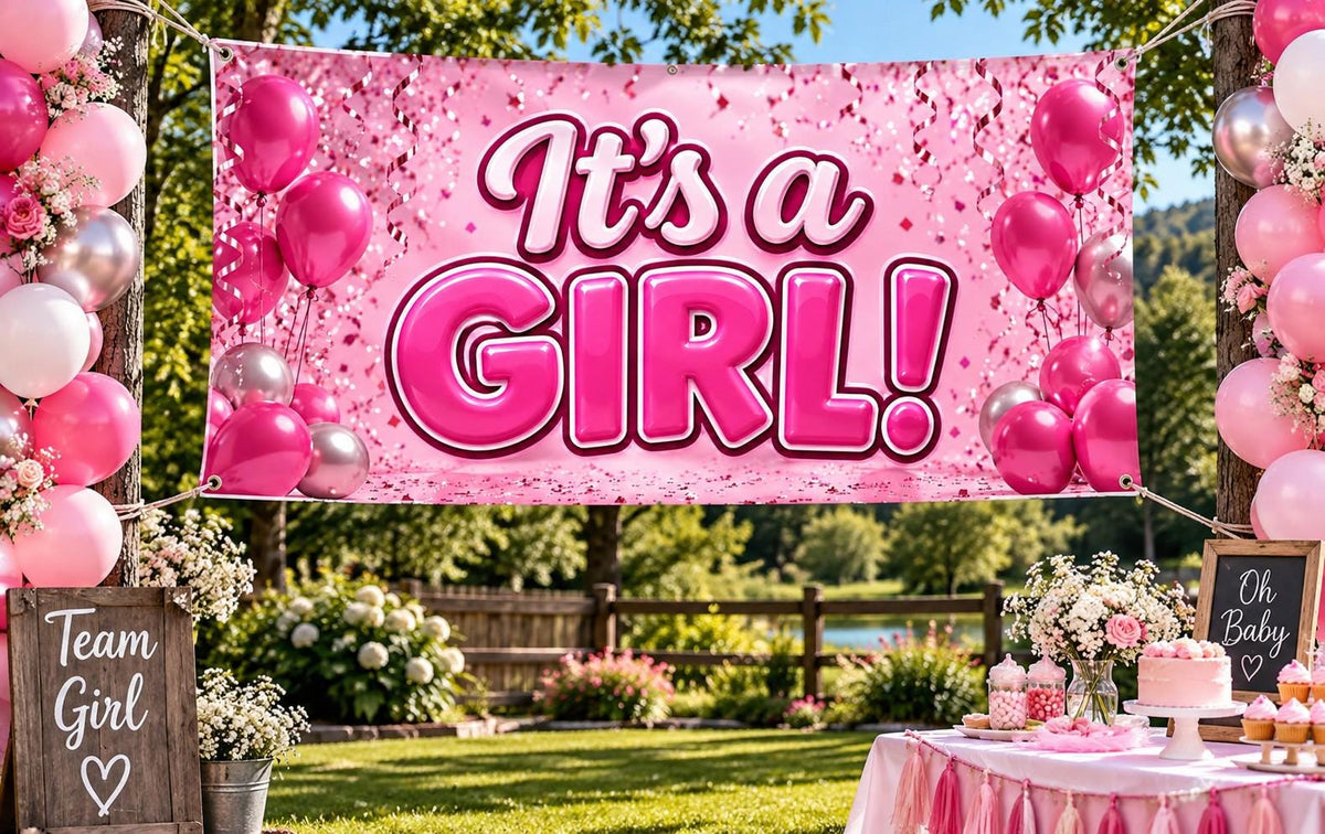 It's a Girl Flag or Banner | Baby Shower & Gender Reveal