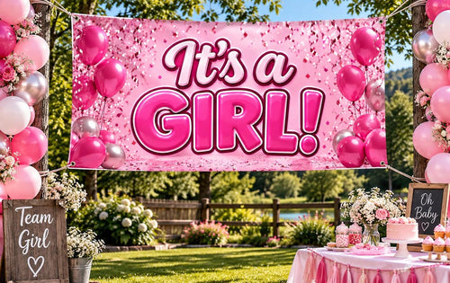 It's a Girl Flag or Banner | Baby Shower & Gender Reveal