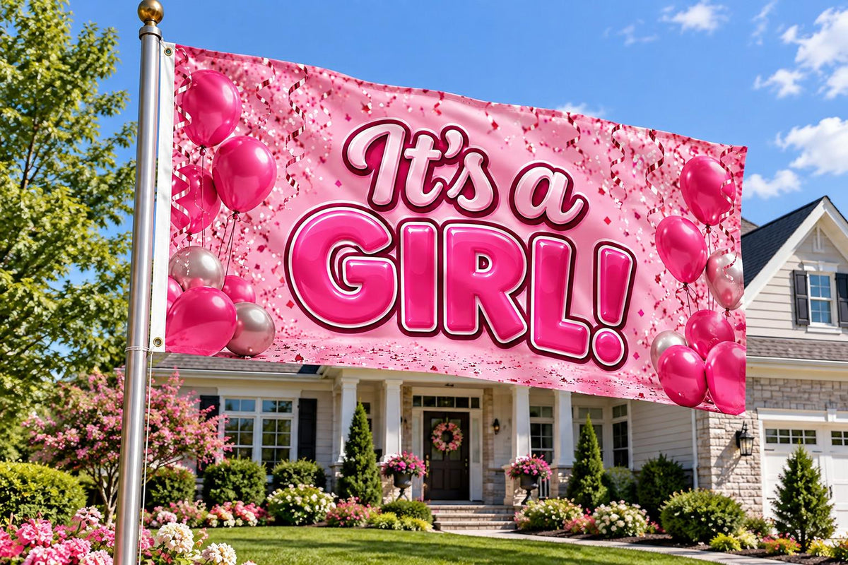 It's a Girl Flag or Banner | Baby Shower & Gender Reveal
