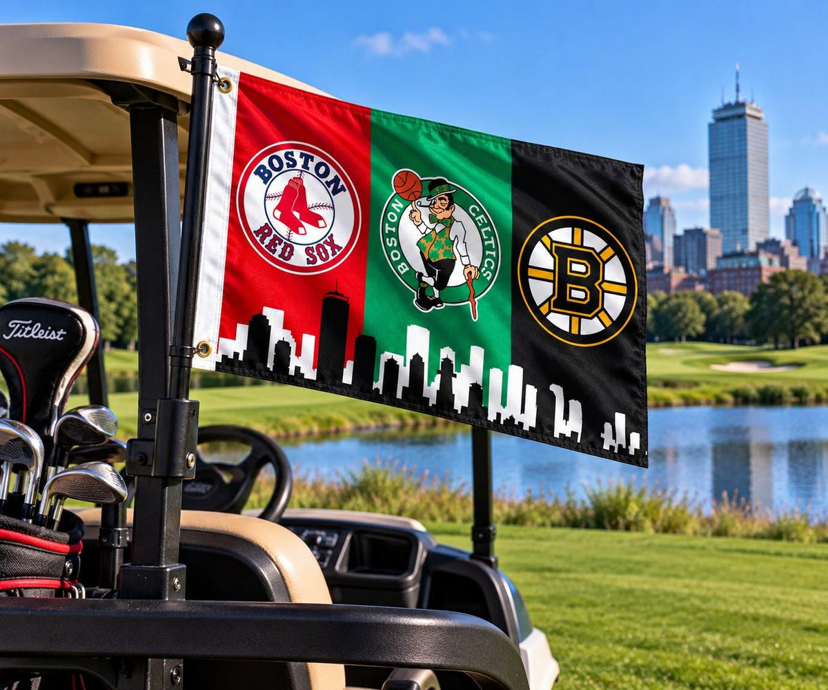 Boston Sports Flag, Red Sox Celtics Bruins Flag, Boston Skyline Flag, Boston Mancave Decor, Massachusetts Sports Fan Gift