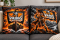 Product mockup showing Viking Ship and Orange Glowing Viking pillow cover choices