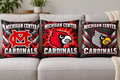 Michigan Center Cardinals MC Pride, Red Glow Cardinal and Steel Cardinal pillow cover designs, sold individually without inserts