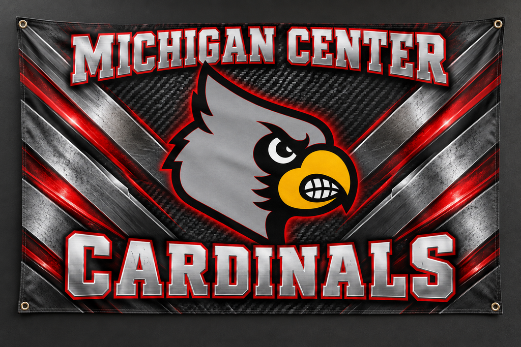 Michigan Center Cardinals Steel Cardinal banner display mockup