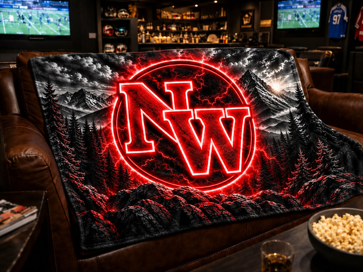 NW Emblem blanket design, styled mockup