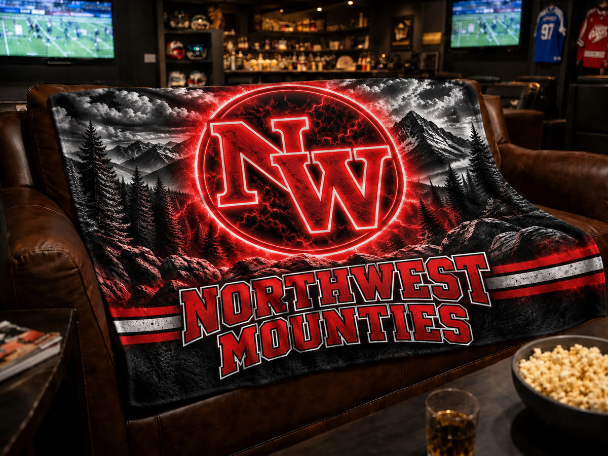 NW + School Name blanket design, styled mockup
